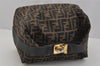 Authentic FENDI Vintage Zucca Hand Bag Purse Canvas Leather Brown 1084J