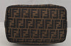 Authentic FENDI Vintage Zucca Hand Bag Purse Canvas Leather Brown 1084J