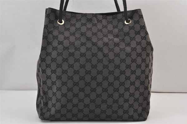 Authentic GUCCI Vintage Shoulder Tote Bag GG Canvas Leather 257275 Black 1085K