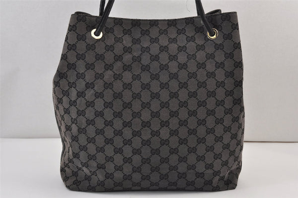 Authentic GUCCI Vintage Shoulder Tote Bag GG Canvas Leather 257275 Black 1085K
