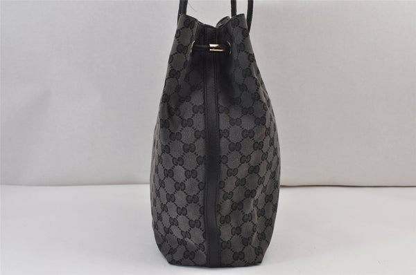 Authentic GUCCI Vintage Shoulder Tote Bag GG Canvas Leather 257275 Black 1085K
