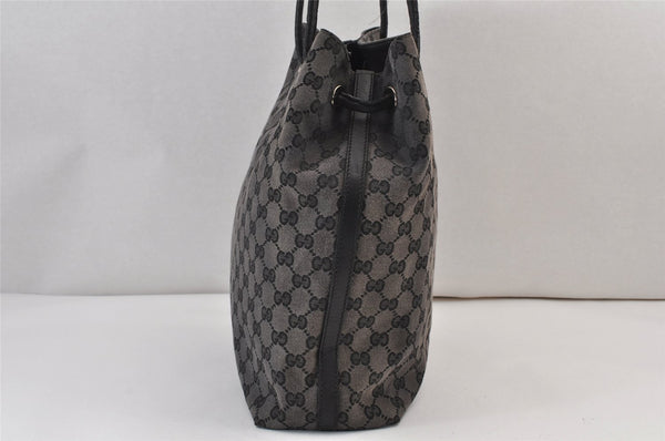 Authentic GUCCI Vintage Shoulder Tote Bag GG Canvas Leather 257275 Black 1085K