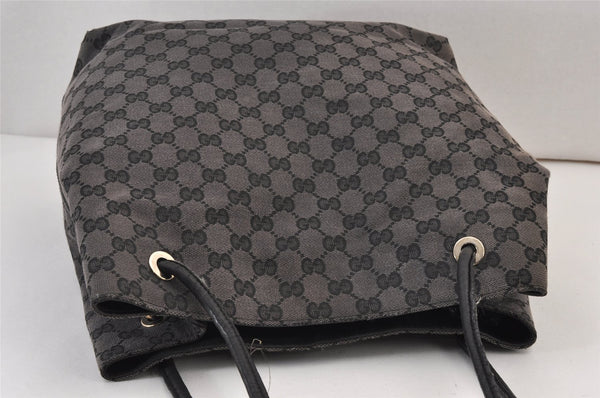 Authentic GUCCI Vintage Shoulder Tote Bag GG Canvas Leather 257275 Black 1085K