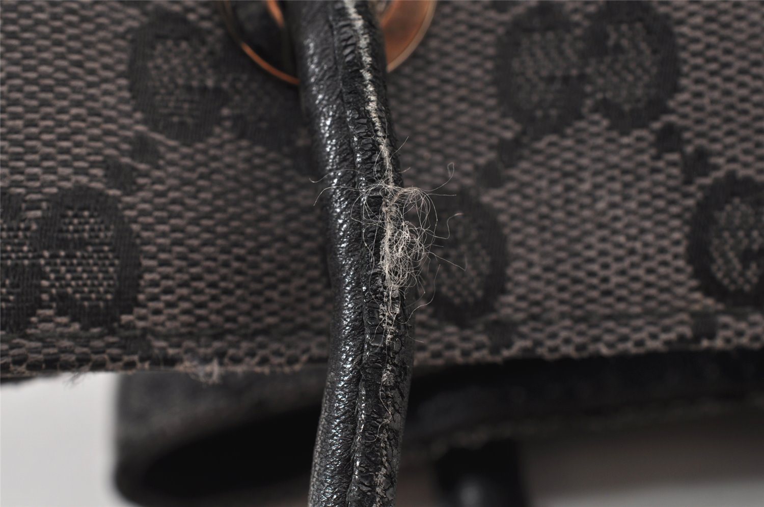 Authentic GUCCI Vintage Shoulder Tote Bag GG Canvas Leather 257275 Black 1085K