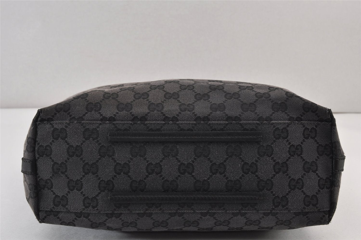 Authentic GUCCI Vintage Shoulder Tote Bag GG Canvas Leather 257275 Black 1085K