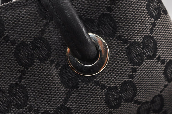 Authentic GUCCI Vintage Shoulder Tote Bag GG Canvas Leather 257275 Black 1085K