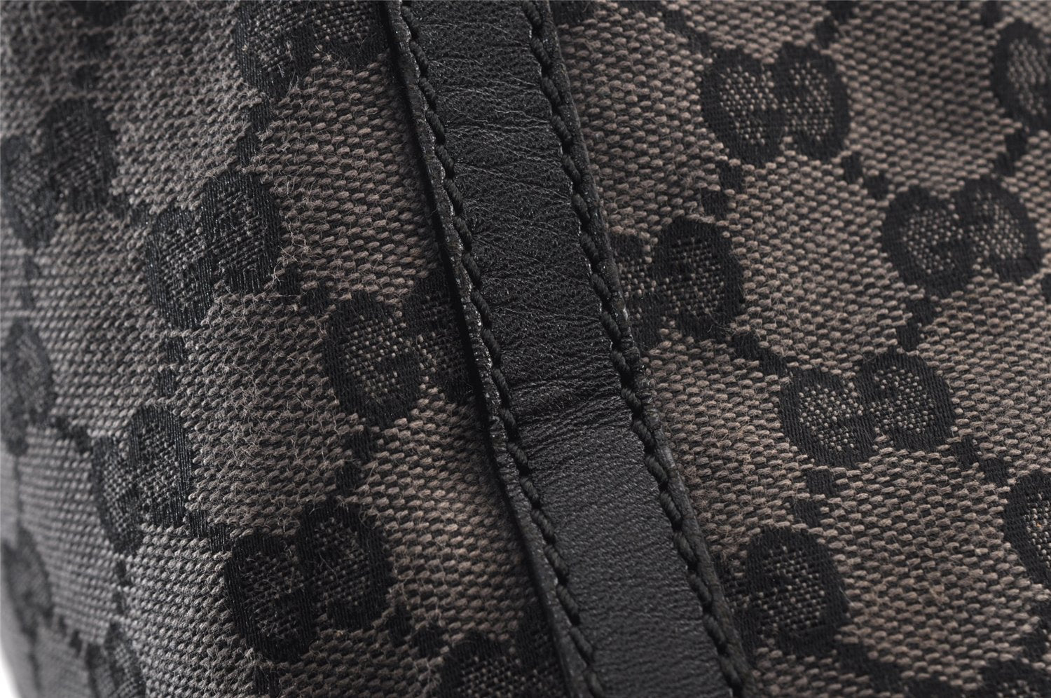 Authentic GUCCI Vintage Shoulder Tote Bag GG Canvas Leather 257275 Black 1085K