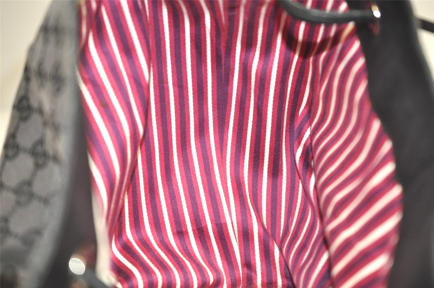 Authentic GUCCI Vintage Shoulder Tote Bag GG Canvas Leather 257275 Black 1085K