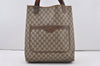 Authentic GUCCI Web Sherry Line Shoulder Tote Bag GG PVC Leather Brown 1086J