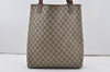 Authentic GUCCI Web Sherry Line Shoulder Tote Bag GG PVC Leather Brown 1086J