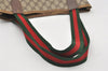 Authentic GUCCI Web Sherry Line Shoulder Tote Bag GG PVC Leather Brown 1086J