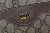 Authentic GUCCI Web Sherry Line Shoulder Tote Bag GG PVC Leather Brown 1086J