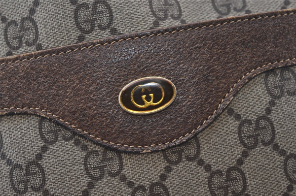 Authentic GUCCI Web Sherry Line Shoulder Tote Bag GG PVC Leather Brown 1086J