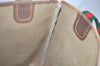 Authentic GUCCI Web Sherry Line Shoulder Tote Bag GG PVC Leather Brown 1086J