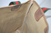 Authentic GUCCI Web Sherry Line Shoulder Tote Bag GG PVC Leather Brown 1086J