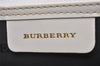 Authentic BURBERRY Vintage Leather Hand Boston Tote Bag White 1087I