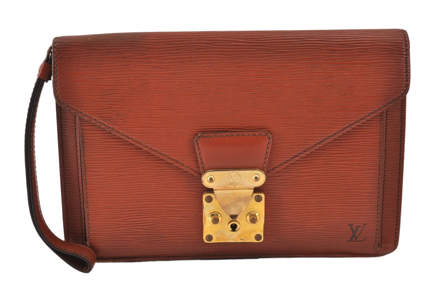 Auth Louis Vuitton Epi Pochette Sellier Dragonne Clutch Bag M52613 Brown 1087K