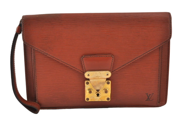 Auth Louis Vuitton Epi Pochette Sellier Dragonne Clutch Bag M52613 Brown 1087K