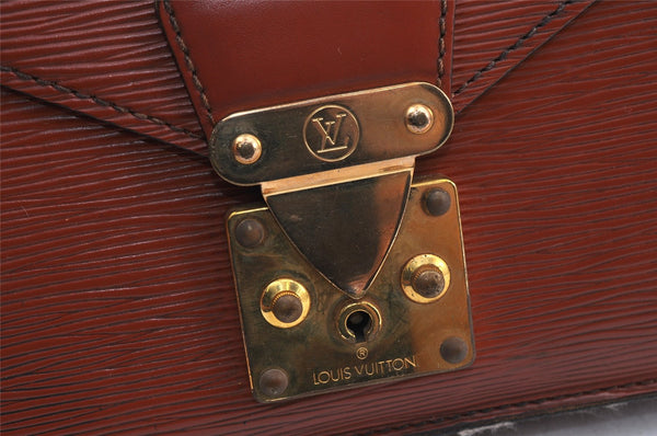 Auth Louis Vuitton Epi Pochette Sellier Dragonne Clutch Bag M52613 Brown 1087K