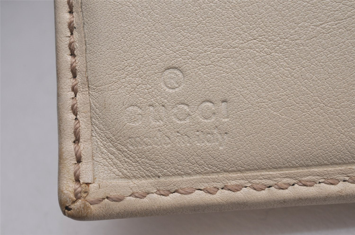 Authentic GUCCI Sherry Line Double G Bifold Wallet Leather 162759 White 1089I