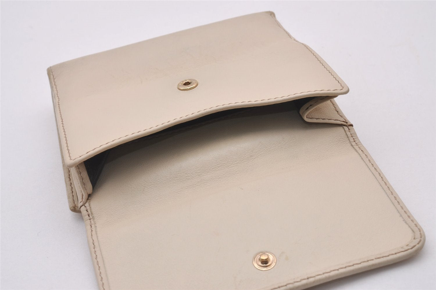 Authentic GUCCI Sherry Line Double G Bifold Wallet Leather 162759 White 1089I
