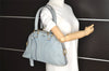 Authentic YVES SAINT LAURENT Muse Tote Hand Bag Leather 156465 Light Blue 1090I