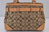 Authentic COACH Signature Shoulder Hand Bag Canvas Leather 8K06 Brown 1090K