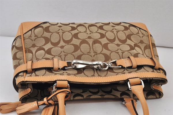 Authentic COACH Signature Shoulder Hand Bag Canvas Leather 8K06 Brown 1090K