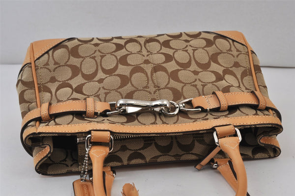 Authentic COACH Signature Shoulder Hand Bag Canvas Leather 8K06 Brown 1090K