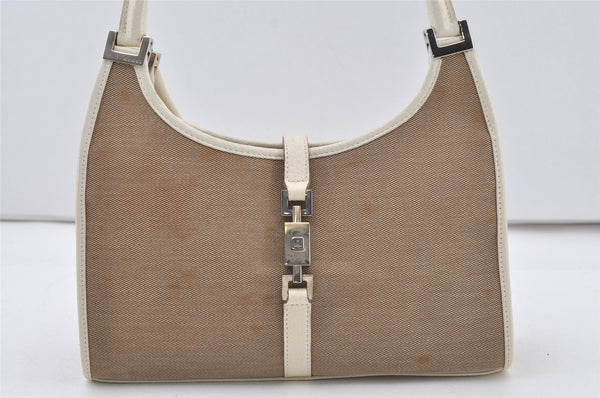 Authentic GUCCI Jackie Shoulder Hand Bag Canvas Leather 0021068 Beige 1091J