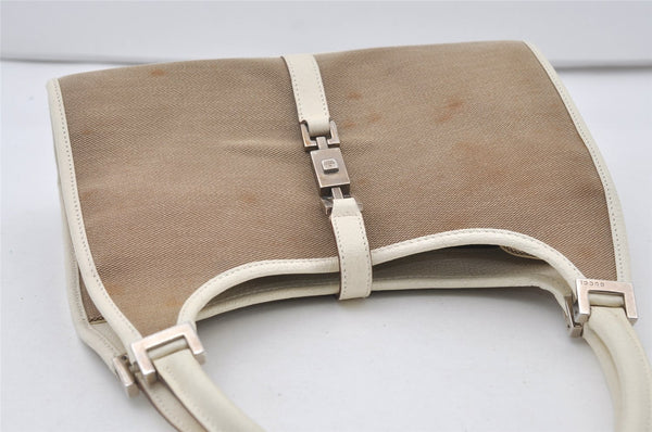 Authentic GUCCI Jackie Shoulder Hand Bag Canvas Leather 0021068 Beige 1091J