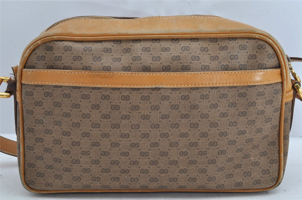 Authentic GUCCI Micro GG PVC Leather Shoulder Cross Body Bag Purse Brown 1091K