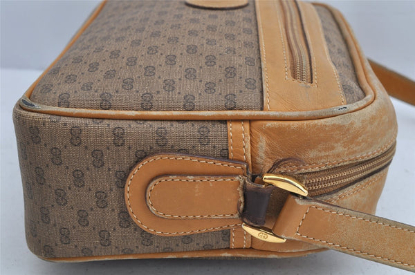 Authentic GUCCI Micro GG PVC Leather Shoulder Cross Body Bag Purse Brown 1091K