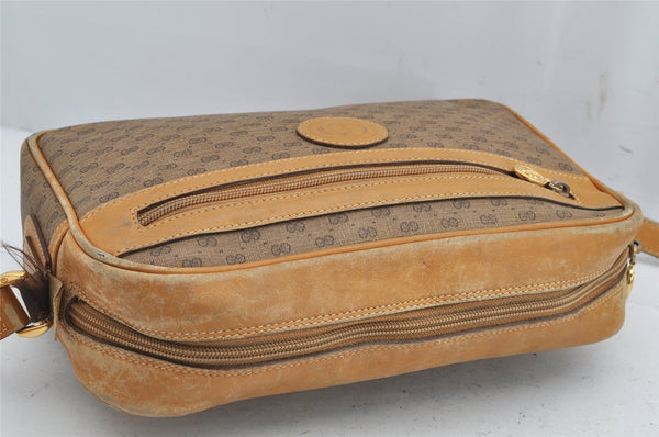 Authentic GUCCI Micro GG PVC Leather Shoulder Cross Body Bag Purse Brown 1091K