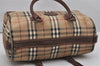 Authentic Burberrys Nova Check PVC Leather Hand Boston Bag Brown Beige 1092K