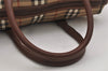 Authentic Burberrys Nova Check PVC Leather Hand Boston Bag Brown Beige 1092K