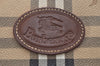 Authentic Burberrys Nova Check PVC Leather Hand Boston Bag Brown Beige 1092K