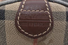 Authentic Burberrys Nova Check PVC Leather Hand Boston Bag Brown Beige 1092K