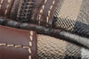 Authentic Burberrys Nova Check PVC Leather Hand Boston Bag Brown Beige 1092K