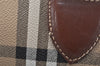 Authentic Burberrys Nova Check PVC Leather Hand Boston Bag Brown Beige 1092K