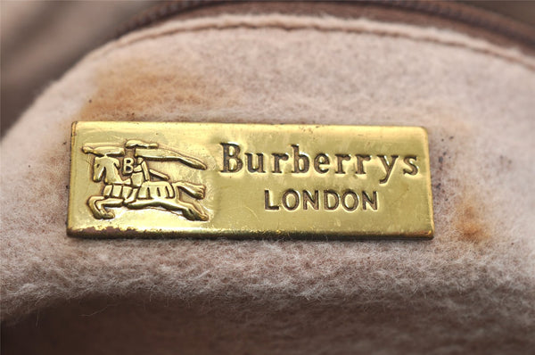 Authentic Burberrys Nova Check PVC Leather Hand Boston Bag Brown Beige 1092K