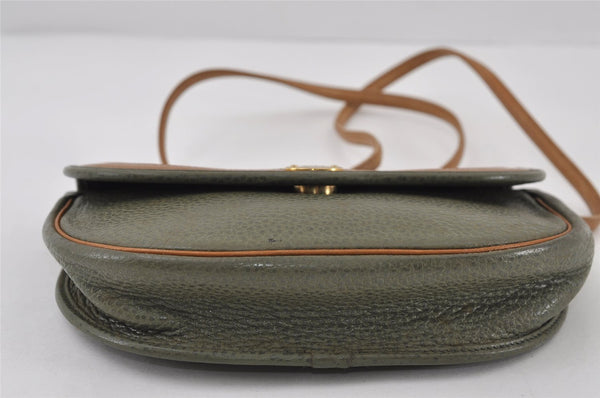 Authentic Christian Dior Shoulder Cross Body Bag Leather Khaki Green CD 1093J