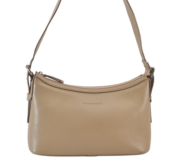 Authentic BURBERRY Vintage Leather Shoulder Hand Bag Purse Beige 1093K