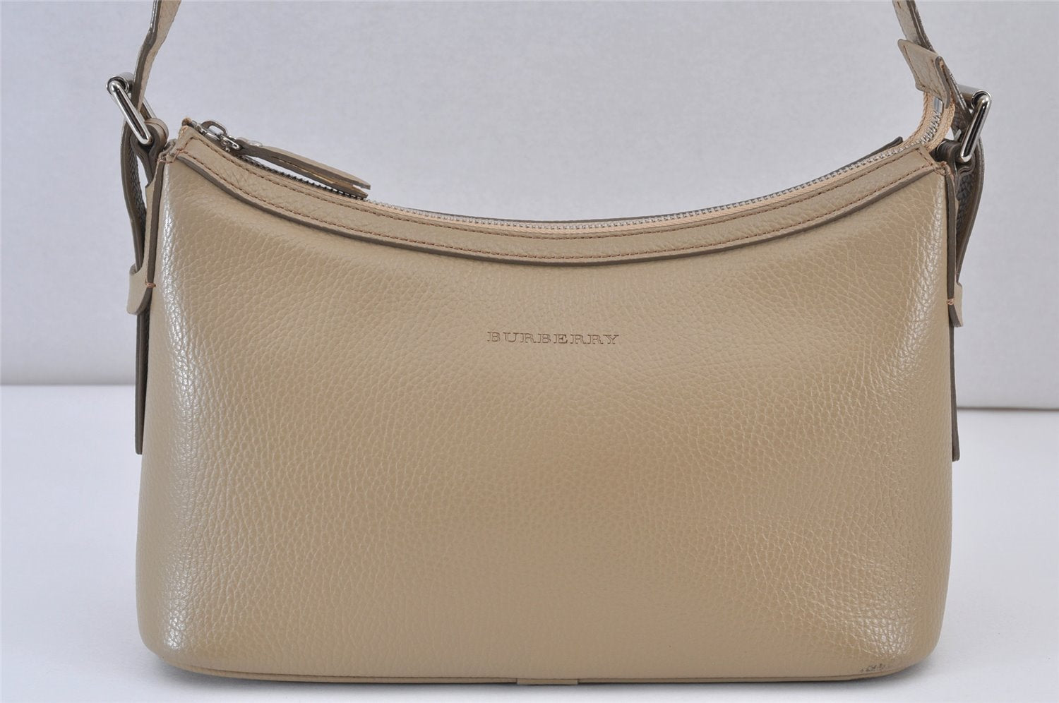 Authentic BURBERRY Vintage Leather Shoulder Hand Bag Purse Beige 1093K