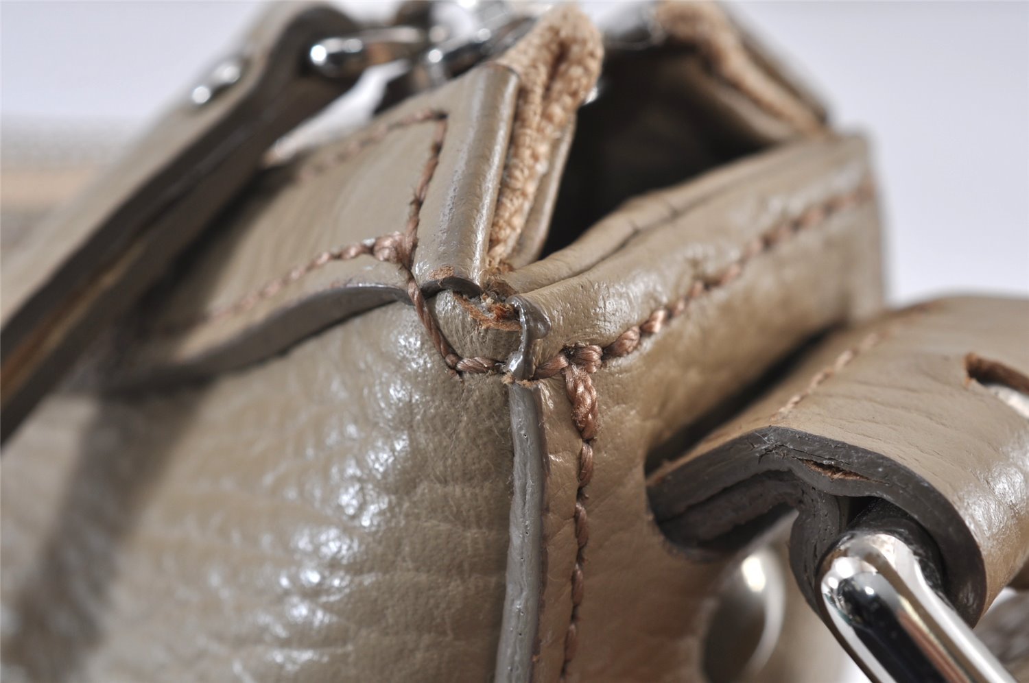 Authentic BURBERRY Vintage Leather Shoulder Hand Bag Purse Beige 1093K