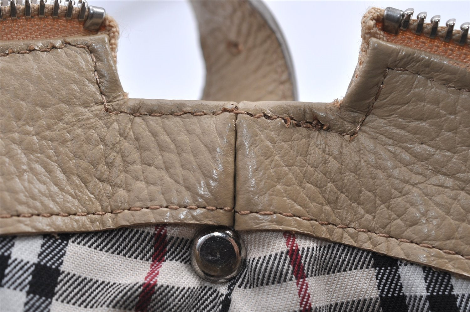 Authentic BURBERRY Vintage Leather Shoulder Hand Bag Purse Beige 1093K