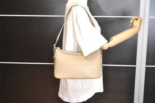 Authentic BURBERRY Vintage Leather Shoulder Hand Bag Purse Beige 1093K