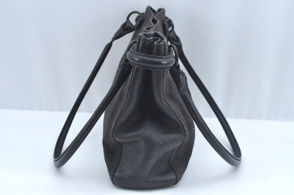 Authentic GUCCI Horsebit Shoulder Tote Bag GG Canvas Leather 101971 Black 1094J