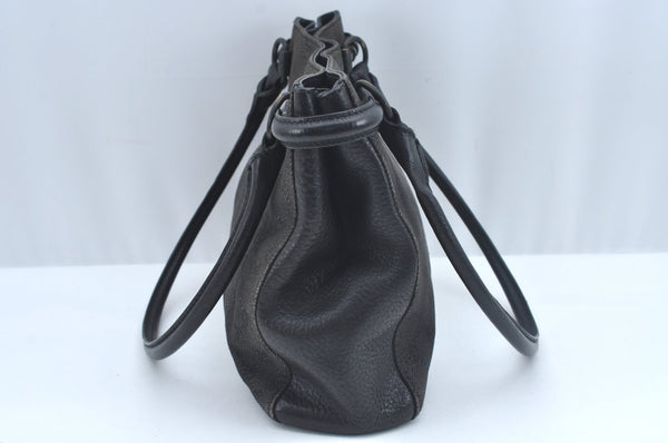 Authentic GUCCI Horsebit Shoulder Tote Bag GG Canvas Leather 101971 Black 1094J