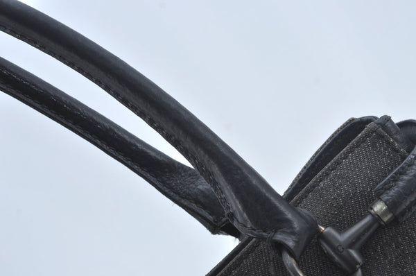 Authentic GUCCI Horsebit Shoulder Tote Bag GG Canvas Leather 101971 Black 1094J